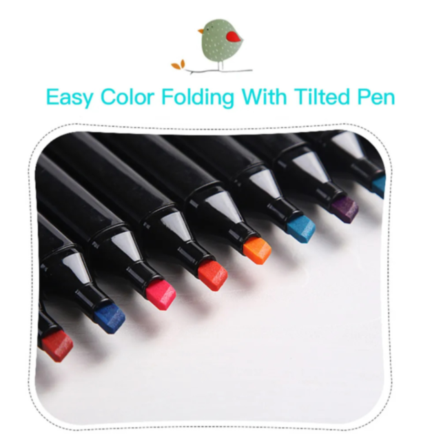 Set de 36 Markere Colorate Dublu Vârf cu Husă Compactă