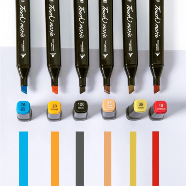 Set de 36 Markere Colorate Dublu Vârf cu Husă Compactă