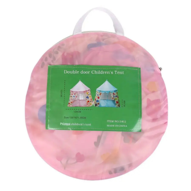 Căsuță de Joacă Roz Tip Cort pentru Copii, Model Animale Colorate, 125 cm