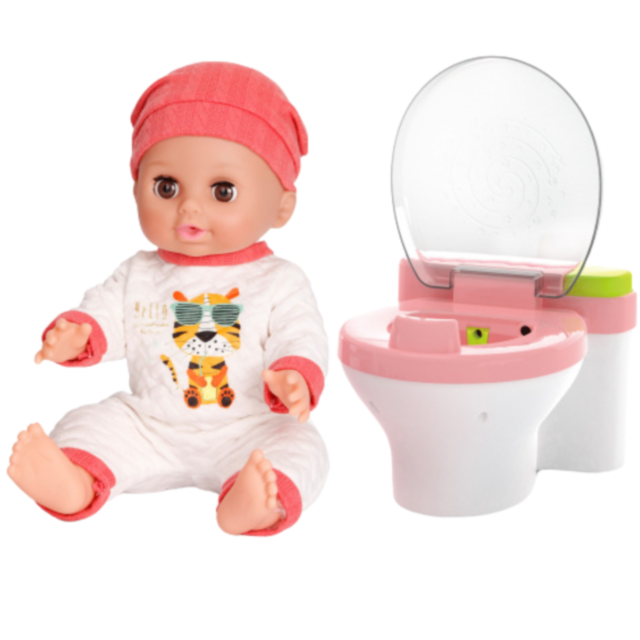 Păpușă Interactivă cu Toaletă și Chiuvetă cu Lumini și Sunete – Set Complet de Îngrijire 2 în 1