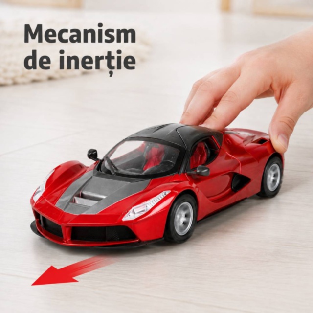 Mașină sport cu inerție și uși care se deschid