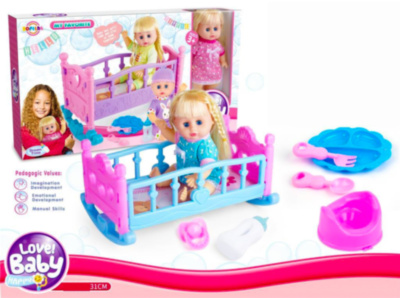 Păpușă Interactivă cu 12 Sunete Realiste, Pătuc, Oliță, Suzetă, Biberon și Tacâmuri | image