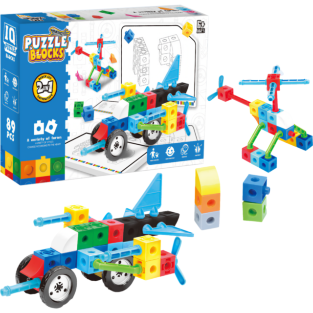 Set de construcție Puzzle Blocks 2 în 1 – 89 de piese