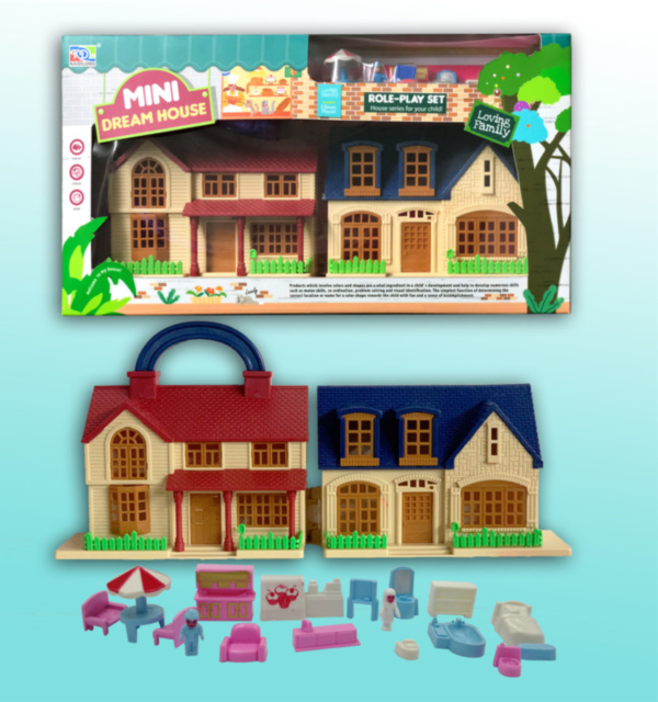 Căsuță Pliabilă de Păpuși cu Mobilă