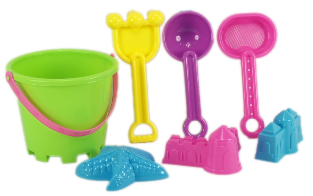 Găletușă cu 6 Accesorii de Nisip, 23cm 