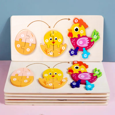 Puzzle evolutiv ou-pui-găină din lemn | image