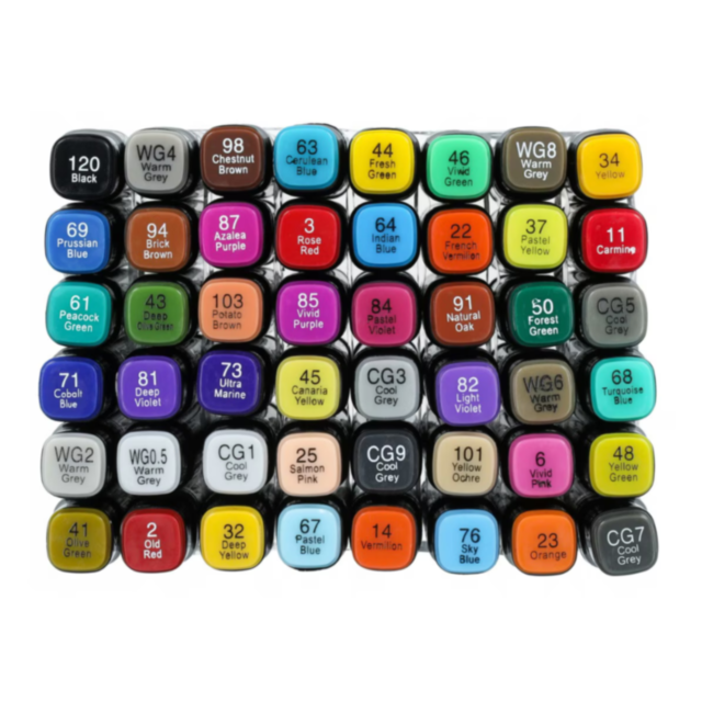 Set 48 de Markere Dublu Vârf cu Husă pentru Desene Creative