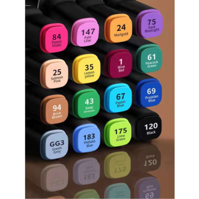 Set 48 de Markere Dublu Vârf cu Husă pentru Desene Creative