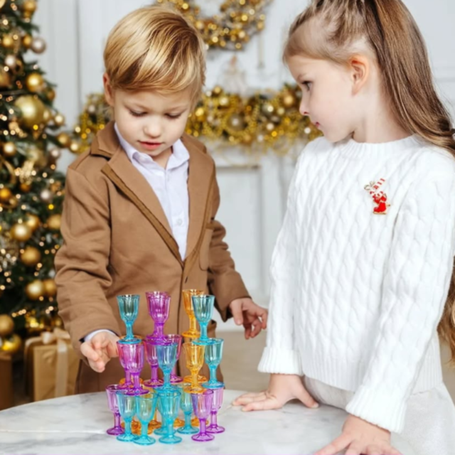 Joc de Echilibru cu 27 de Pahare Colorate – Stivuire și Îndemânare