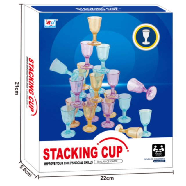 Joc de Echilibru cu 27 de Pahare Colorate – Stivuire și Îndemânare