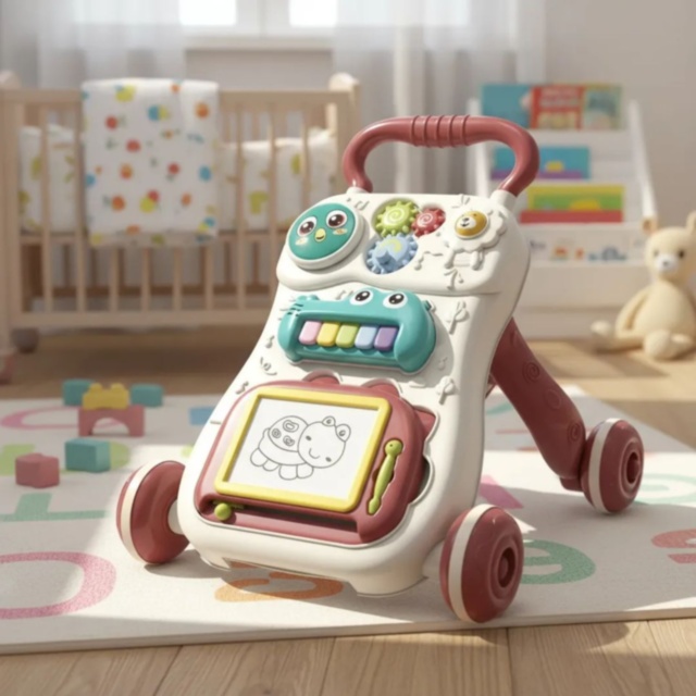 Premergător multifuncțional 6 în 1 cu activități (bej deschis)