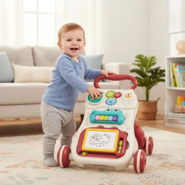 Premergător multifuncțional 6 în 1 cu activități (bej deschis)