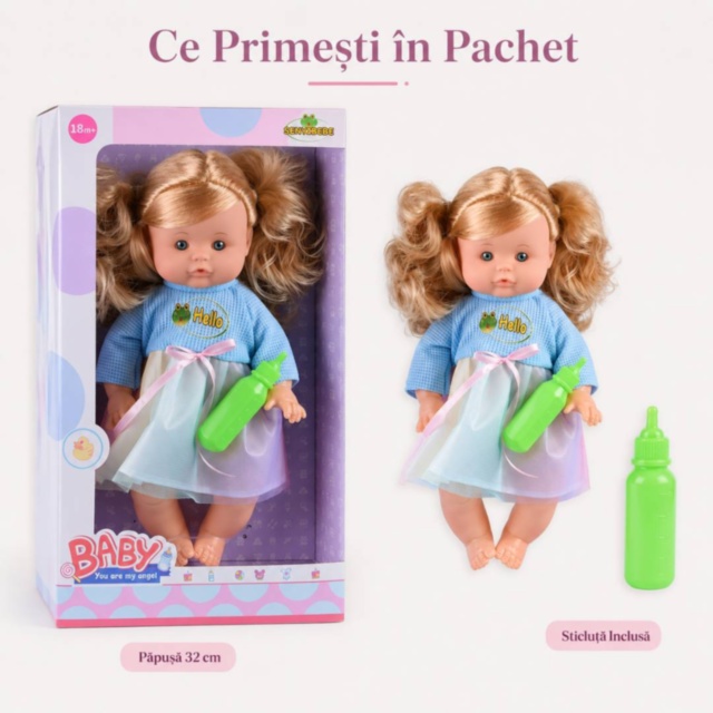 Păpușă Interactivă cu Sticluță și Păr Blond