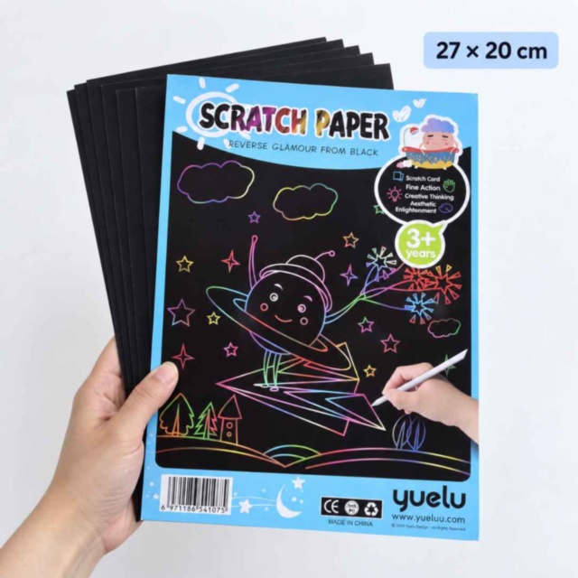 Set creativ Scratch Paper cu 10 foi curcubeu