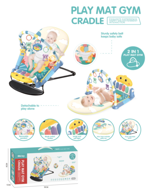 Set 2 în 1, Scaun Balansoar și Covoraș de Joacă Interactiv