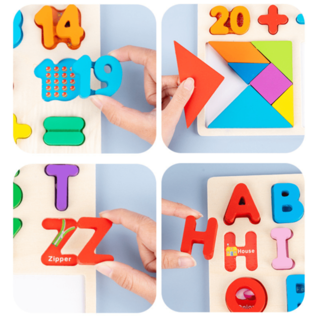 Set educativ cu litere mari, tangram și tablă