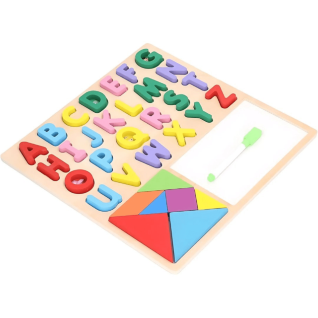 Set educativ cu litere mari, tangram și tablă