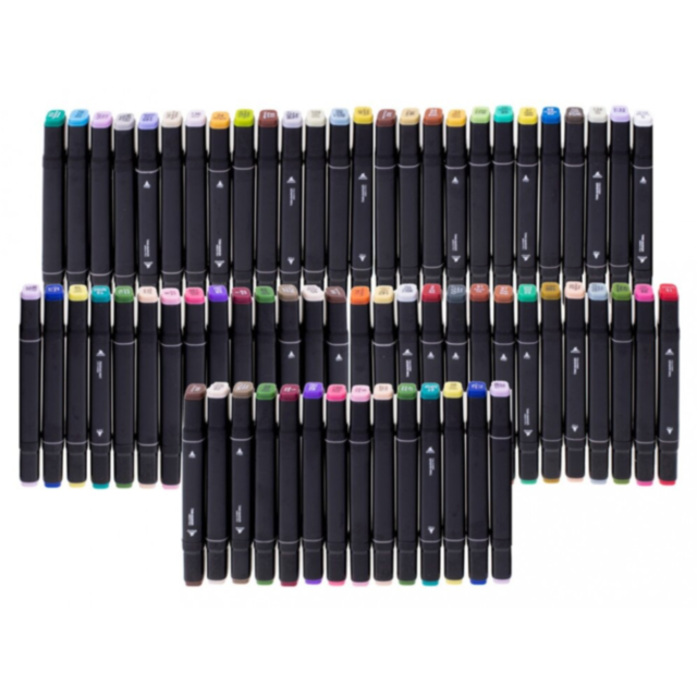 Set de 60 Markere Colorate Dublu Vârf cu Husă Practică