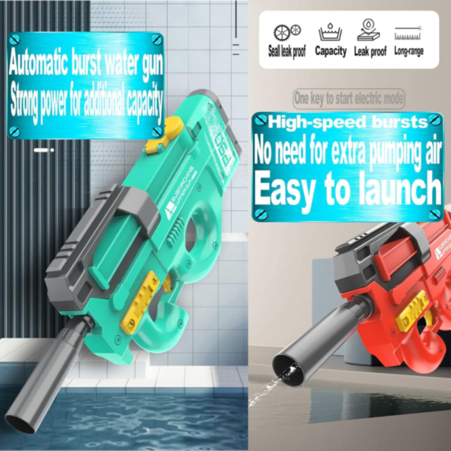 Pistol Electric cu Apă P90, Reîncărcabil USB, Jet Puternic (culoare aleatorie)