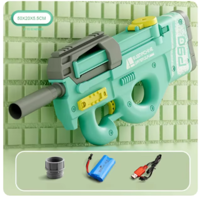 Pistol Electric cu Apă P90, Reîncărcabil USB, Jet Puternic (culoare aleatorie)