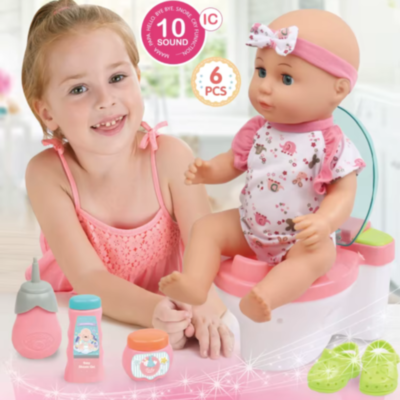 Păpușă Interactivă de 30 cm cu Oliță cu Lumină și 12 Sunete – Set Complet de Îngrijire | image