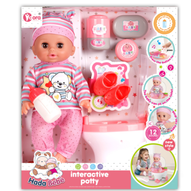 Păpușă Interactivă de 30 cm cu Oliță cu Lumină și 12 Sunete – Set Complet de Îngrijire