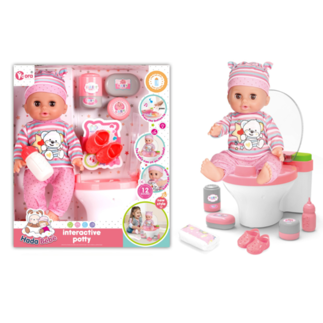 Păpușă Interactivă de 30 cm cu Oliță cu Lumină și 12 Sunete – Set Complet de Îngrijire