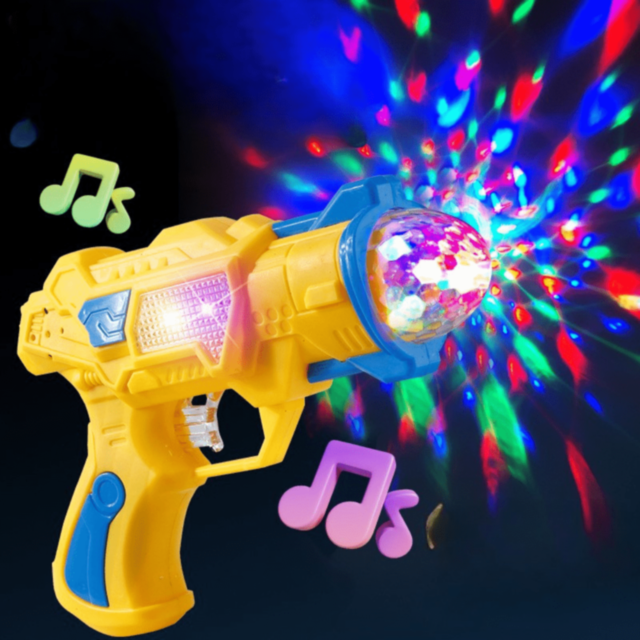 Pistol Spațial cu Lumină Rotativă și Sunete (culoare aleatorie)