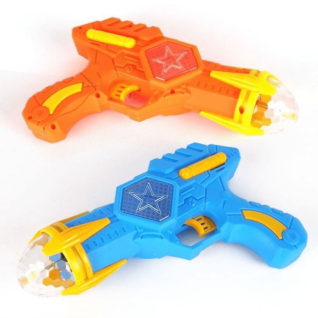 Pistol Spațial cu Lumină Rotativă și Sunete (culoare aleatorie)