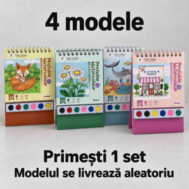 Carte de pictat cu acuarele și pensulă, 20 desene
