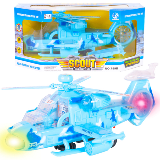 Elicopter de Luptă, ocolește obstacole, emite lumini și sunete