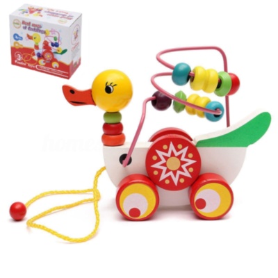 Rățușca Plimbăreață din Lemn cu Labirint Motric, jucărie de tras | image