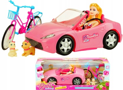 Set Papușa cu Masină, Bicicletă și Cățeluși  | image