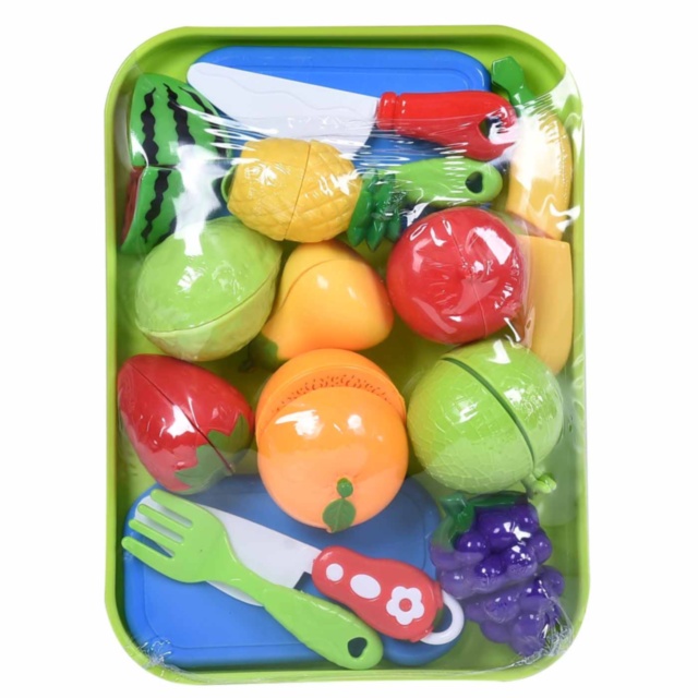 Tăvița cu 10 Fructe de Feliat, Cuțit, Farfurioară și Tocător