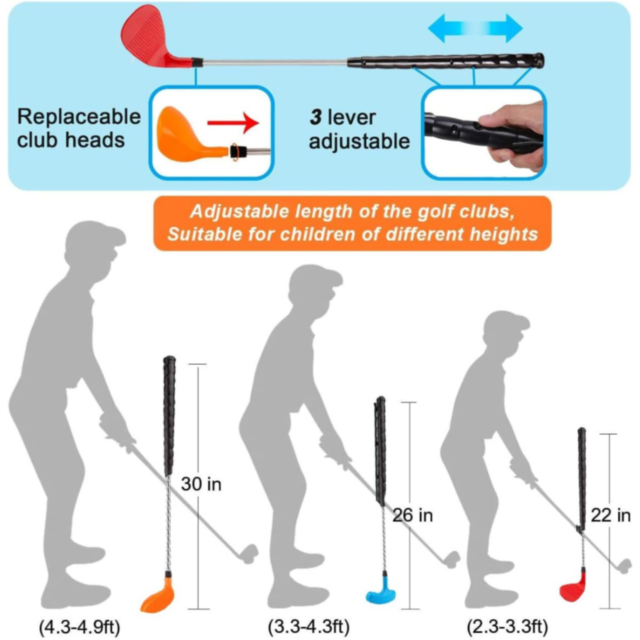 Set Golf Mini pentru Copii, 15 Bile, 3 Tipuri de Crose