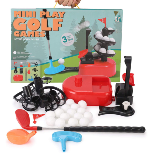 Set Golf Mini pentru Copii, 15 Bile, 3 Tipuri de Crose
