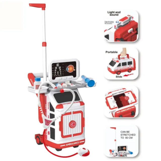 Set Ambulanță Interactivă cu Accesorii Medicale – Stație de Salvare