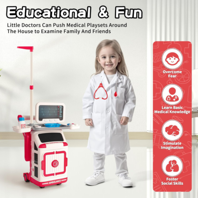 Set Ambulanță Interactivă cu Accesorii Medicale – Stație de Salvare