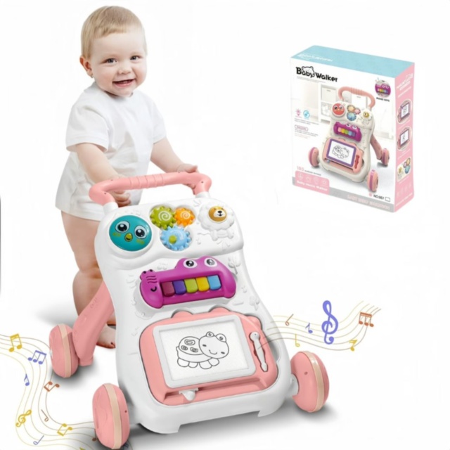 Premergător Bebeluși 3 în 1 cu Activități și Muzică (roz)