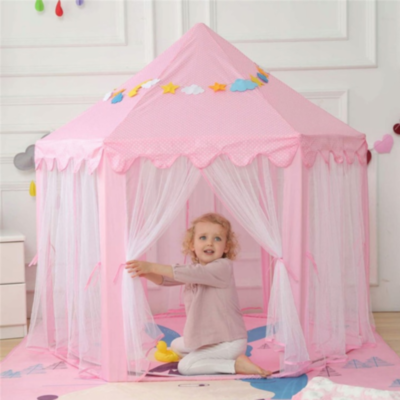 Căsuță de Joacă Tip Cort Roz pentru Copii, Design de Castel cu Plasă și Decor de Prințesă  | image