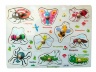 Puzzle Incastru din Lemn cu Buton "Insecte"