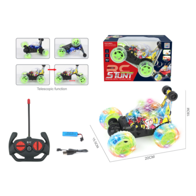 Mașină de Cascadorii Telescopică cu Telecomandă, Lumini LED și Sunet, 3+ Ani