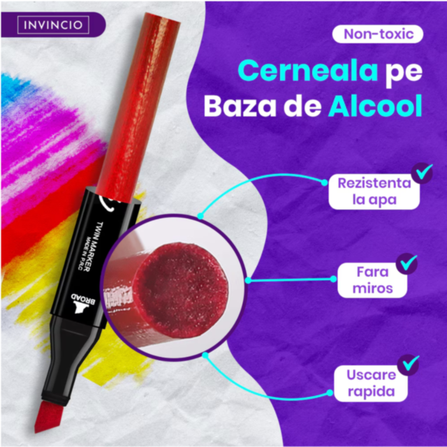 Set Markere cu 120 Culori Vibrante – Perfect pentru Artă și Design