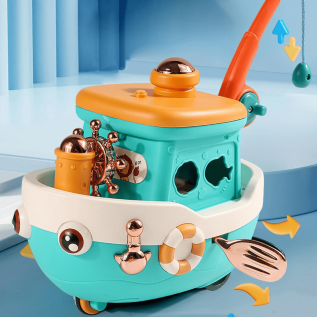 Barcă Interactivă cu Pescuit și Pești Magnetici (culoare aleatorie)