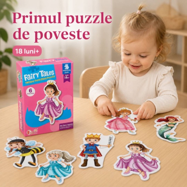 Set puzzle cu personaje din povești pentru copii mici