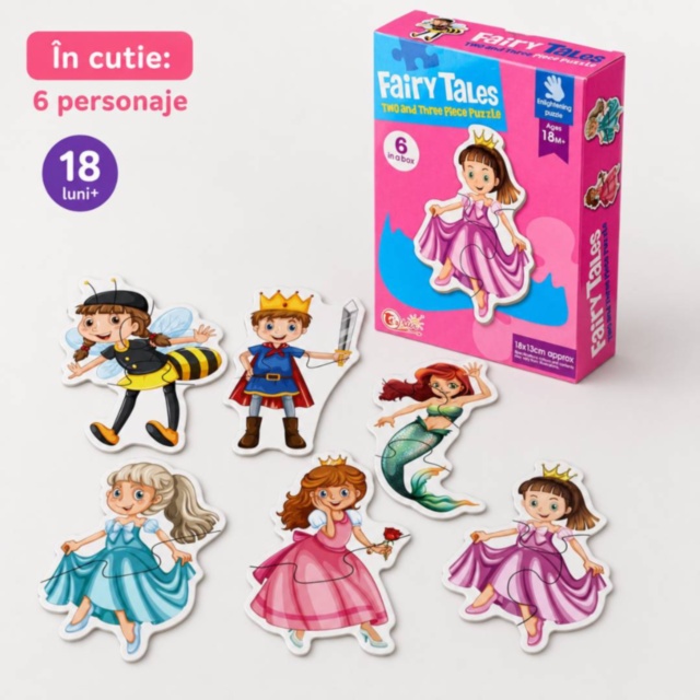 Set puzzle cu personaje din povești pentru copii mici
