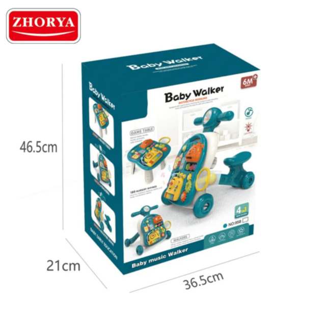 Premergător 4-în-1 pentru Bebeluși | Masă de Joacă, Vehicul și Activități Muzicale  