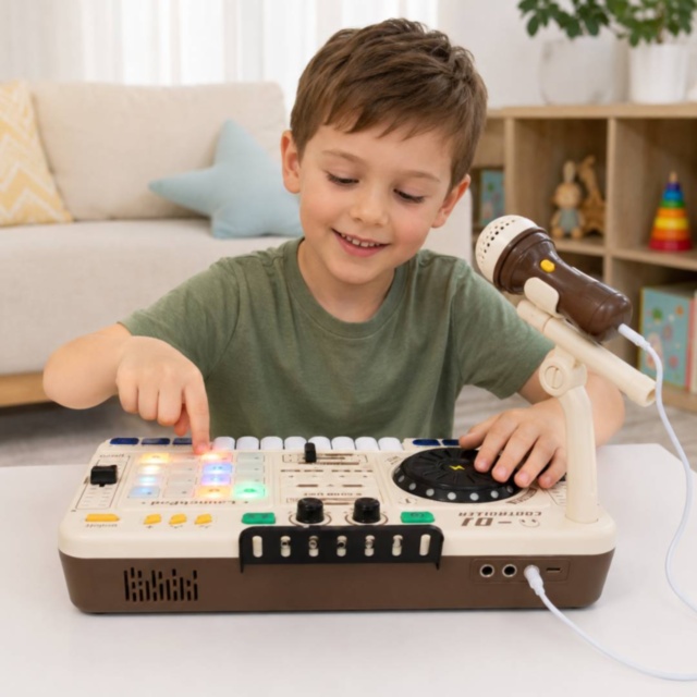Mixer DJ muzical pentru copii cu microfon și lumini