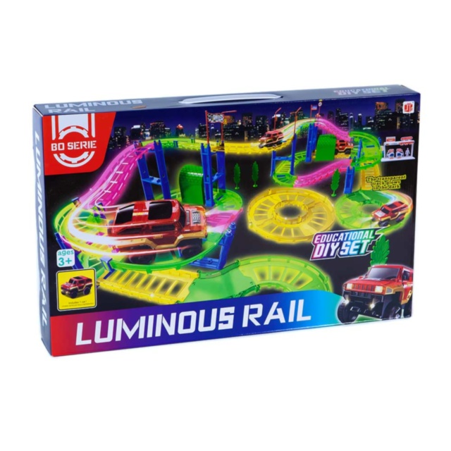 Pista Auto cu Circuit Flexibil, Luminos și 1 Mașinută