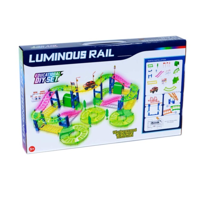 Pista Auto cu Circuit Flexibil, Luminos și 1 Mașinută